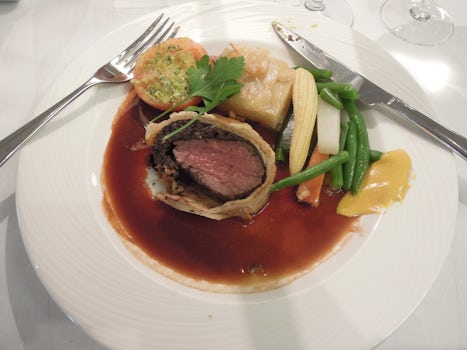 Beef Wellington cooked rare as I requested - just one of the fantastic meal