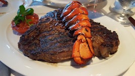 The Polo Grill had a Surf & Turf - 6oz filet and lobster tail on the menu.