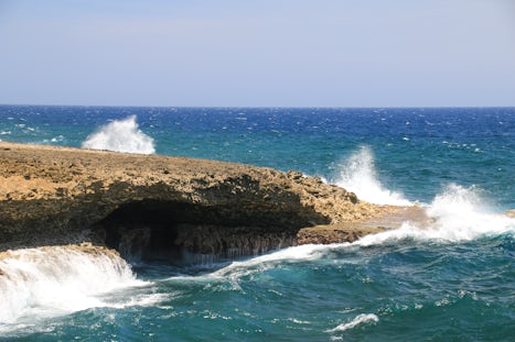The rougher ocean side of Curacao, by the caves.