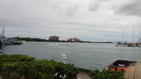 I shot of paradise island from the seaport at Nassau