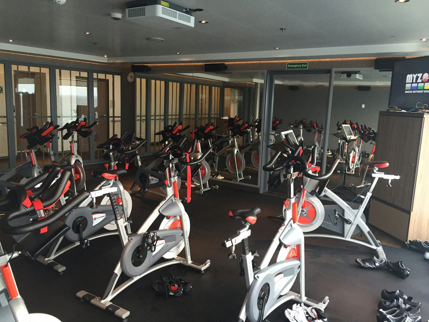 Indoor Cycling room in the fitness center