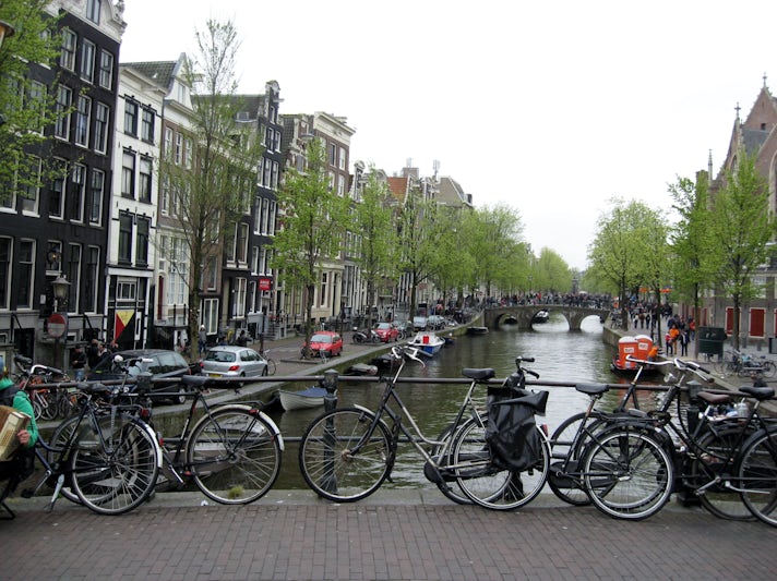 Walking the streets and canals of Amsterdam.  Bicycles everywhere!!!!