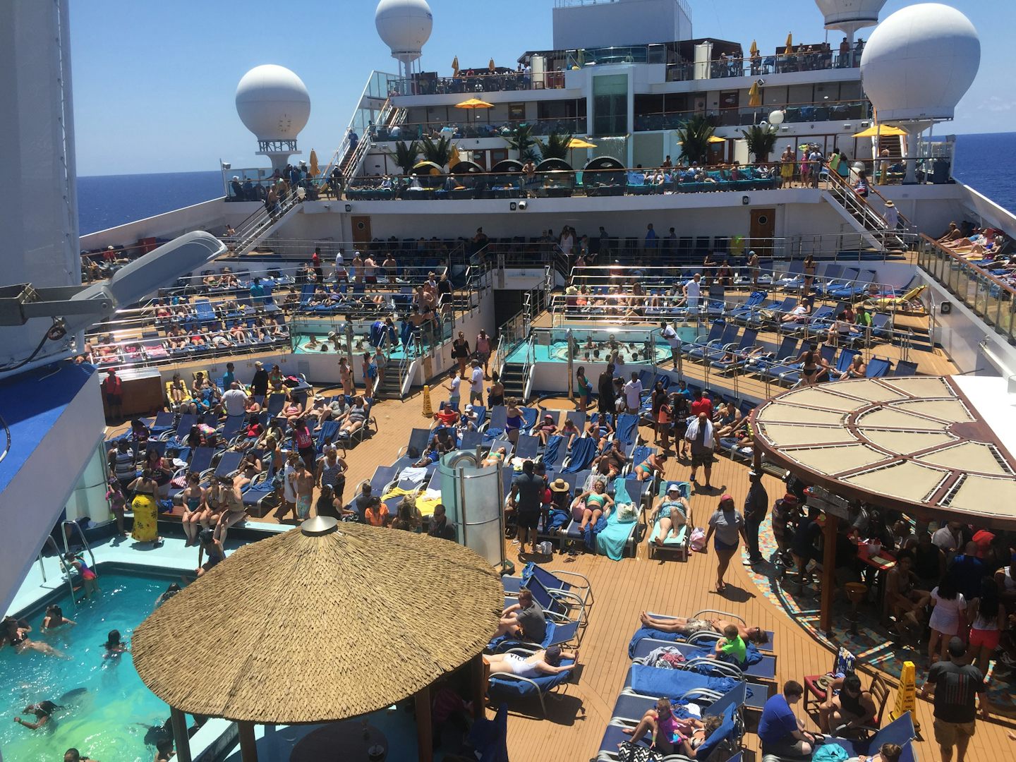 This is a photo of all of the chairs on deck.....with towels and stuff on t