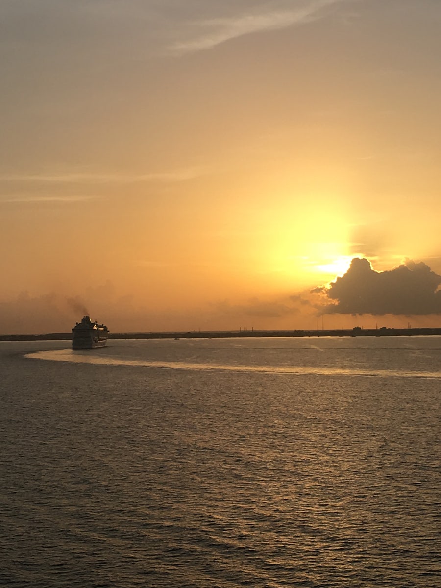 Sunrise arriving at Grand Cayman! this view was worth the rocky cabin! this