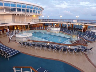 One of the two main pool areas
