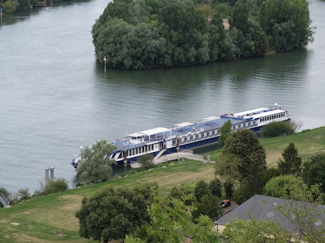 A photo of the MS Bizet on the Seine from Chateau Galliard