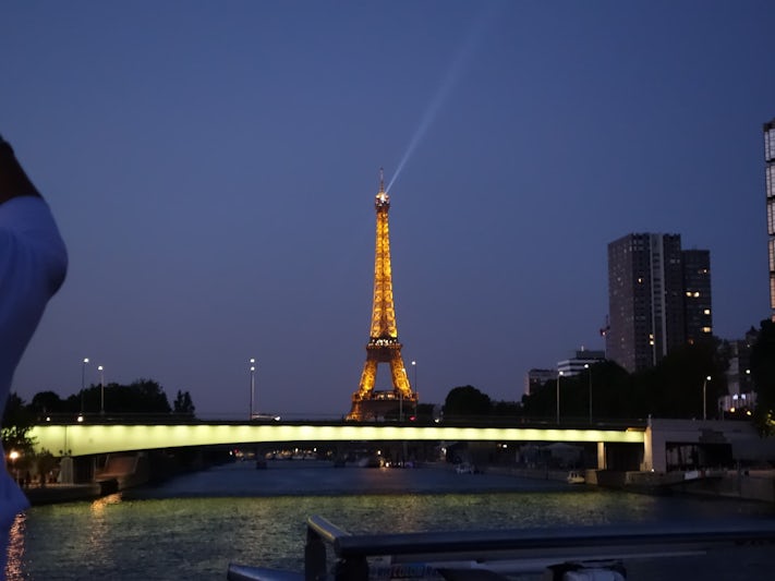 Photo from the top deck of the MS Bizet in the middle of the Seine from whe
