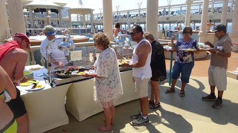 There were a couple of buffets on the pool deck.