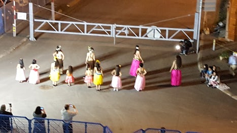 Local children dancing Polynesian dances from Otaru, Japan, as a farewell t