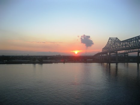 Sunrise as we approach the pier early on our arrival back in New Orleans
