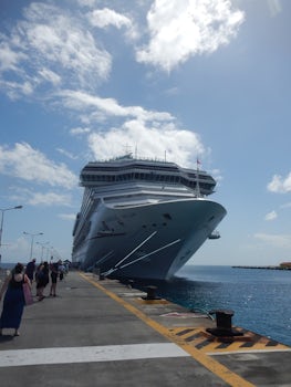 Carnival Valor docked at St. Maarten, an easy port to disembark.
