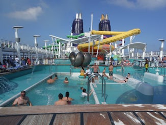 Pool area with fun, fun, fun water slide