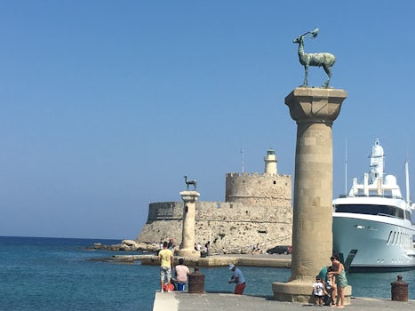 Old port of Rhodes where the Colossus once stood.