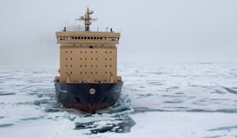 Our icebreaker on Laptev  sea  - From helicopter