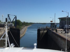 Lock emptied and gate opening on the St Lawrence Seaway