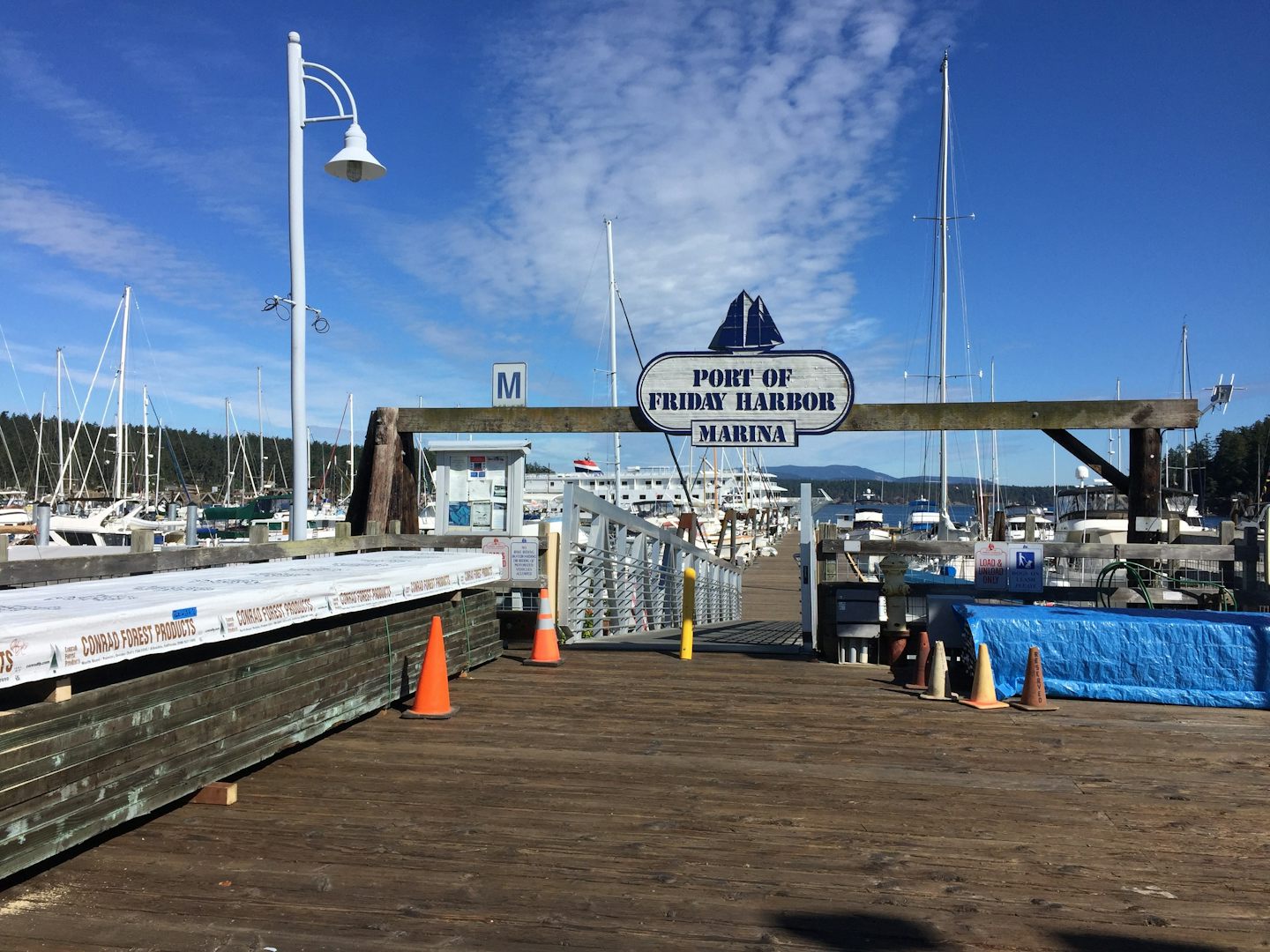 Welcome sign to Friday Harbor, San Juan Island, Puget Sound.