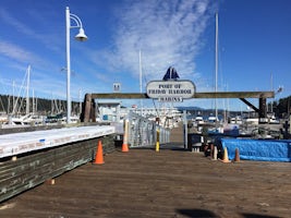 Welcome sign to Friday Harbor, San Juan Island, Puget Sound.