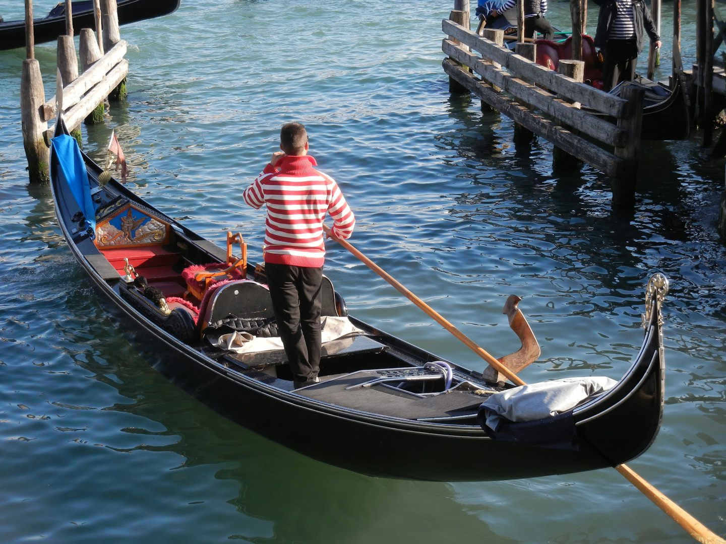 Awaiting gondola in Venice.