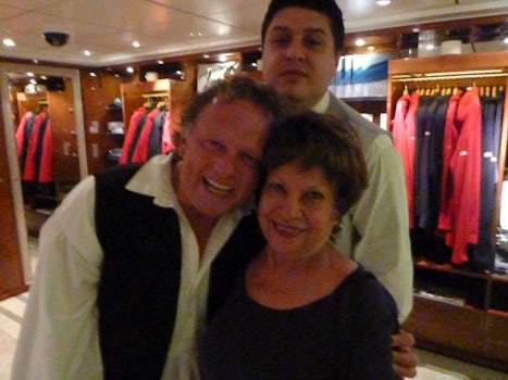 Fellow cruise-mate posing with the staff