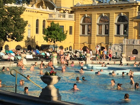 We basked in the late afternoon sun at the thermal public baths in Budapest. Don