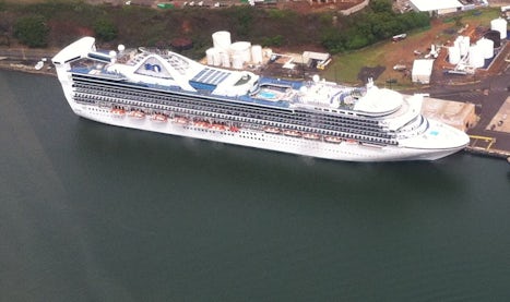 The Star Princess as seen from a helicopter.