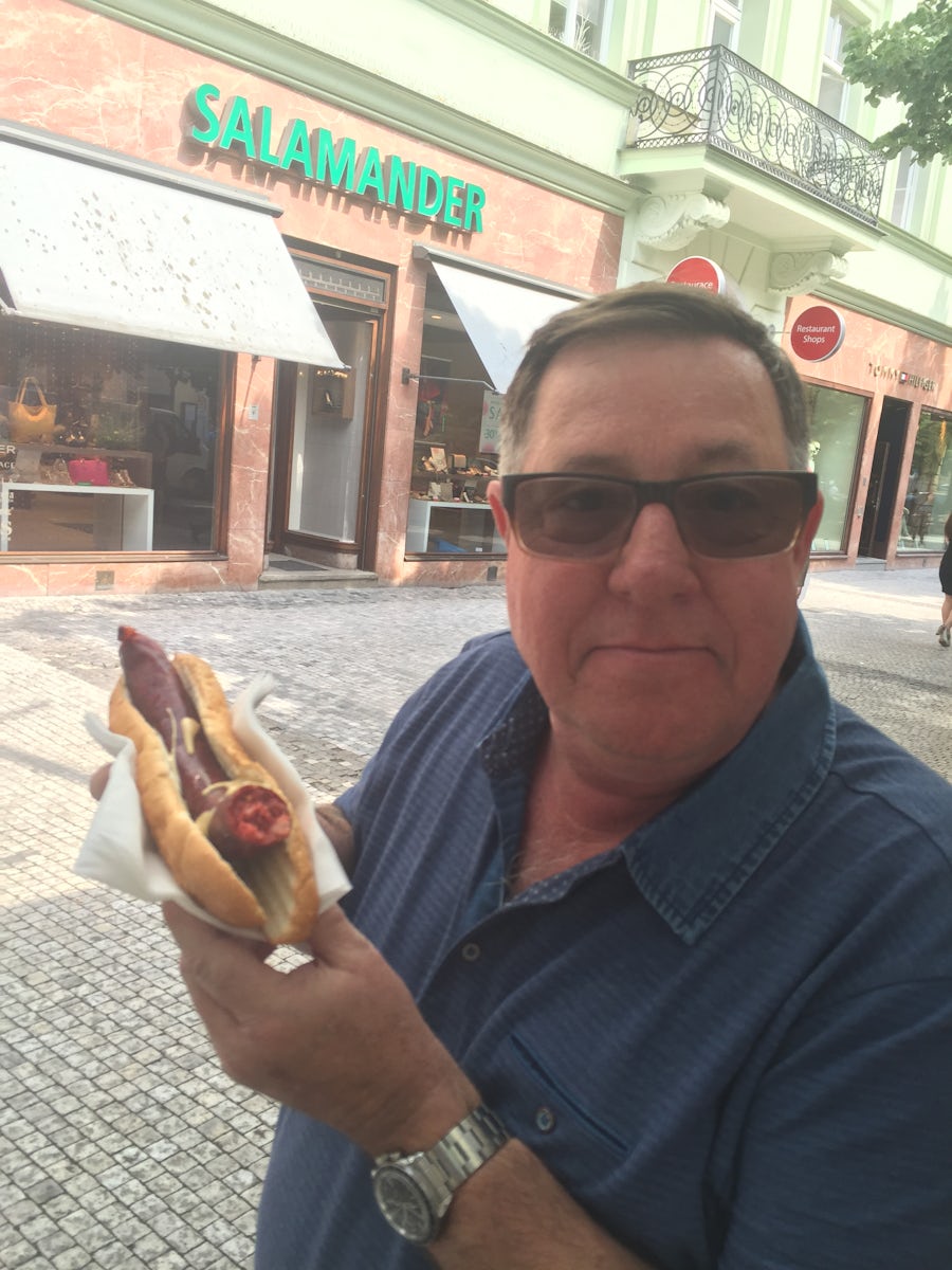Prague sausage from street vendor