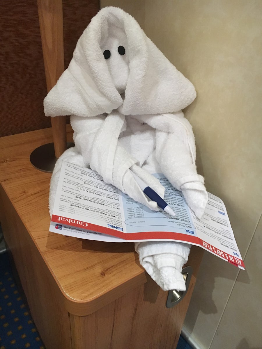 One of our many towel animal friends helping us decide on our evening activ