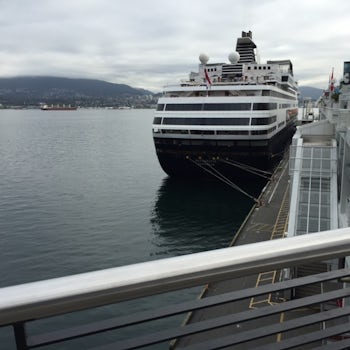 Ship docked at pier in Vancouver.