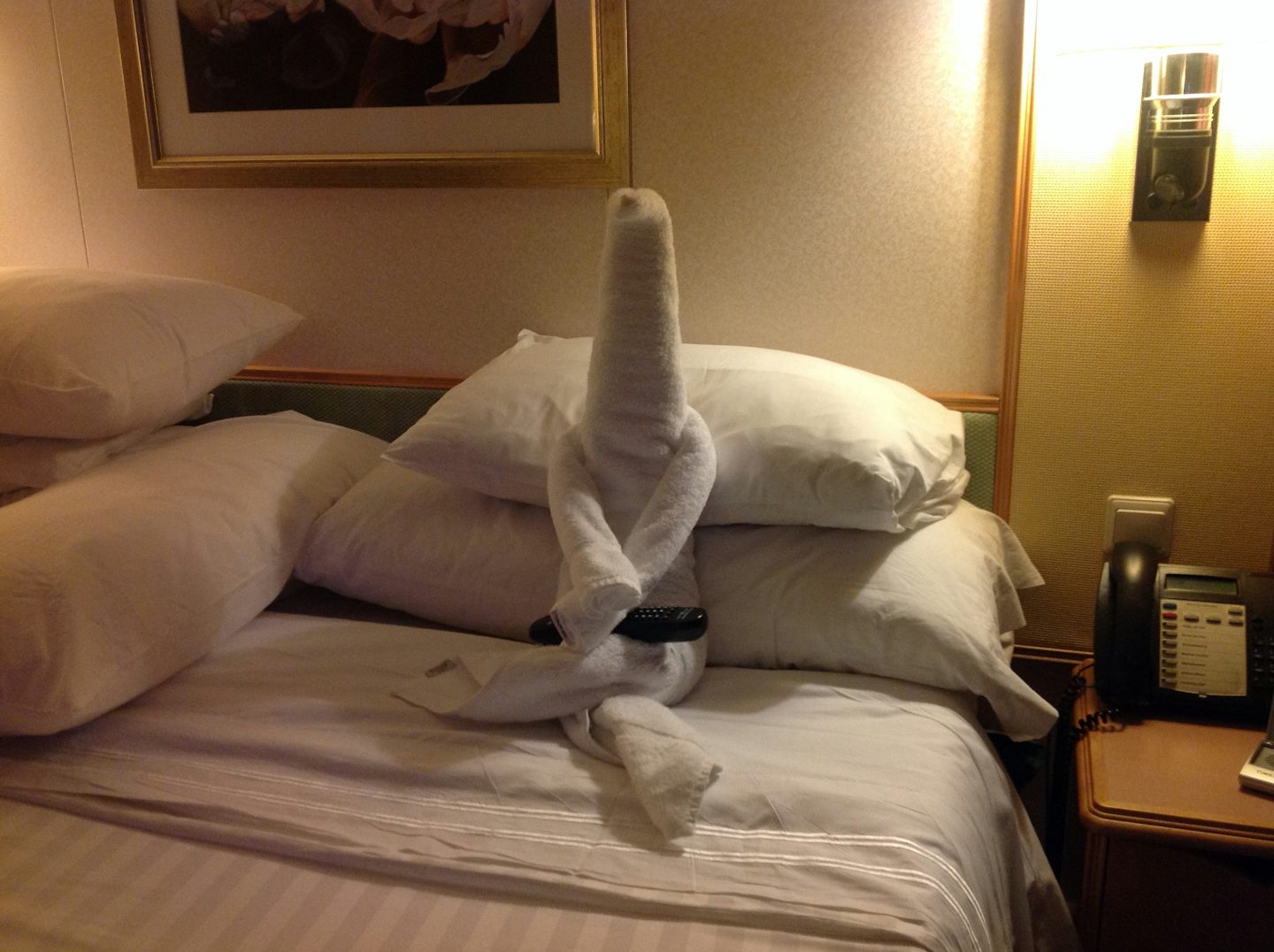 A towel person made by our wonderful cabin attendant.