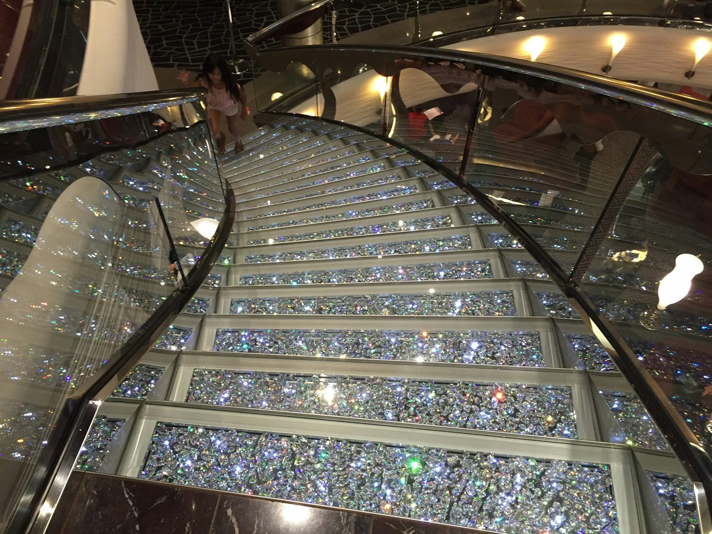 Real Crystal staircase is only one of the many beautiful wonders on board