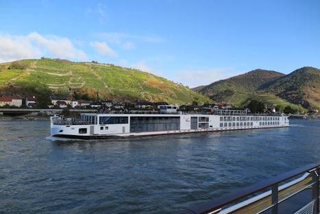 Another Viking river cruise boat passing us in opposite direction.