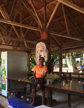 Daisy, one of the bar staff at the bar on Conflict Islands