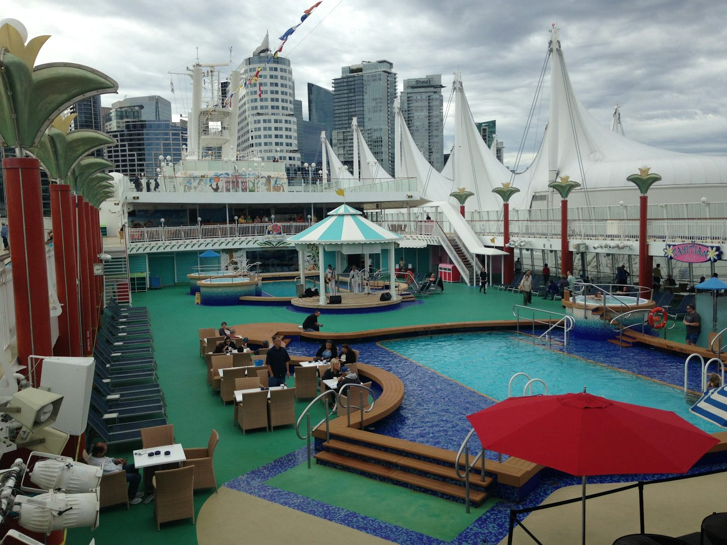 Pool area before sail away BBQ party