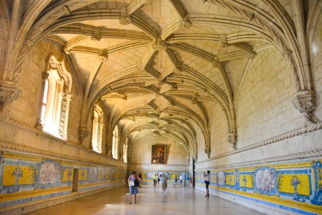 The monks' dining hall in the Jeronimos Monastery in Lisbon.