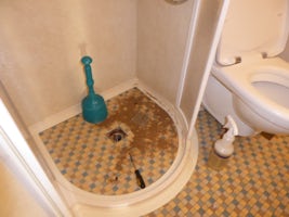 Room 8008--filled with sewer gas.  Maintenance removed over a bucket of san