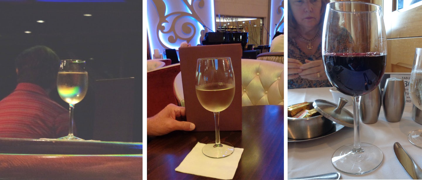 Photo on left shows standard pour for person paying at that time; other two