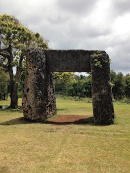 This is the Maka Fa'akinanga (leaning rock) Nuku'Alofa, Tonga.