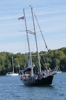 "Amoeba" schooner ride out to see Alexander Graham Bell's mansi