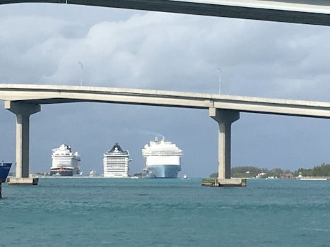 Harmony of the Seas is the one on the right!! The mother of all ships!!