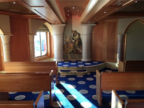 A view of the ship's chapel, where some friends were renewing their vow