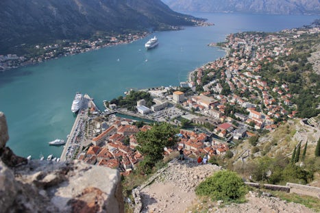 The view of the ship from the top of the old Fort in Kotor, Just stunning.