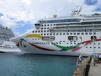The graphic on the port side of the Norwegian Dawn. Notice the Statue of Li