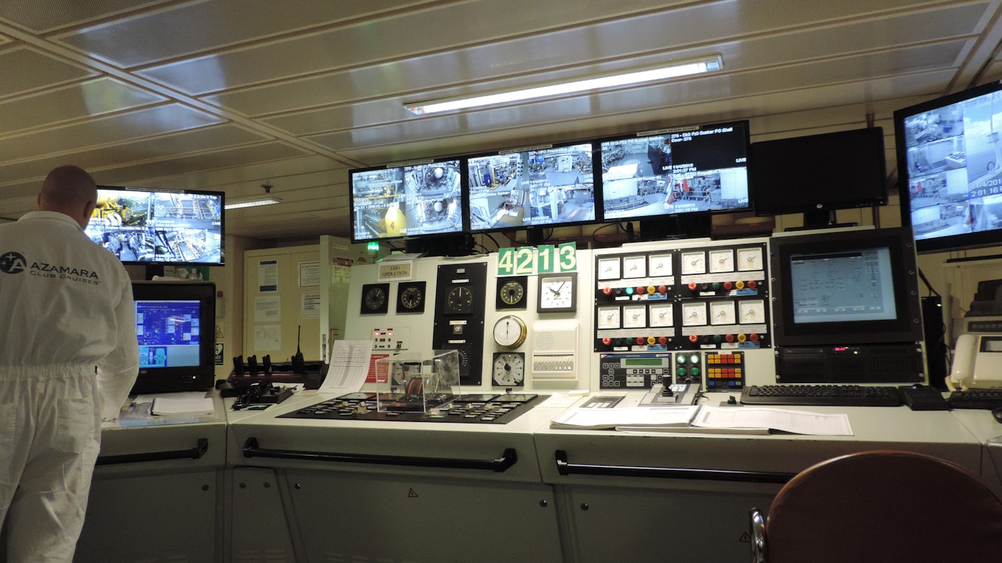 Engine control room on ship