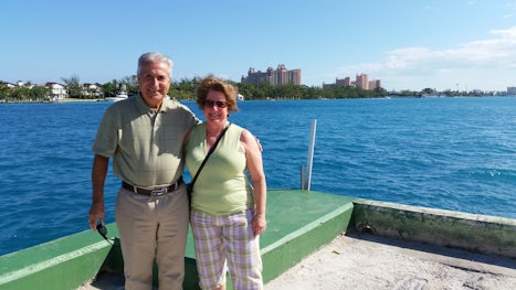 Atlantis in the background in Nassau, Bahamas.