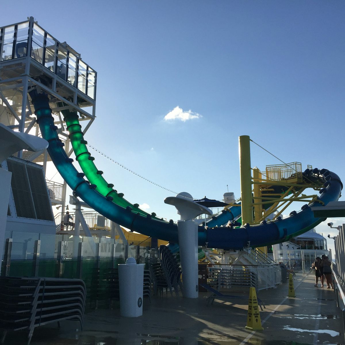 Duel racing water slides. Who can slide down faster?
