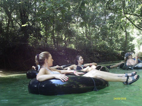 Relaxing on the White River in Jamaica