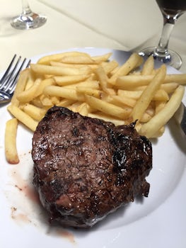 The steak I was served for 6.60 pesos in Uruguay. Delicious!!!