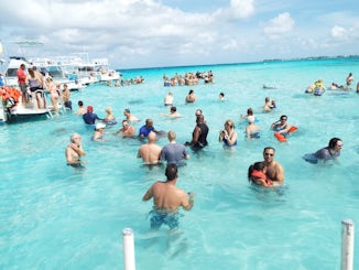 Sting Ray City - Grand Cayman. There were 6 boats there but not too crowded