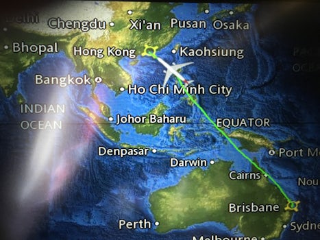 A screen shot of our flight from Oz to HK