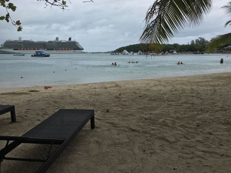 View from the Beach Bungalow area at Labadee.  It was a cloudy and rather b